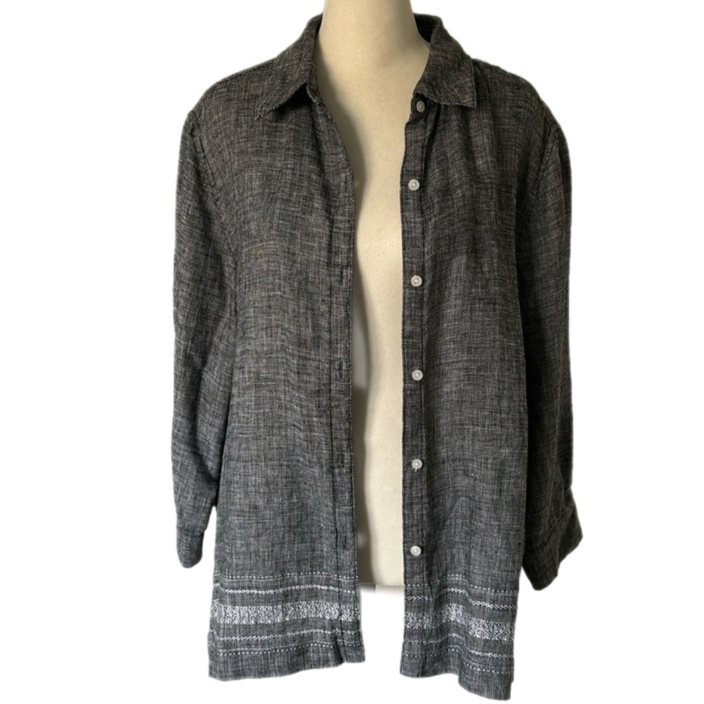 Norton McNaughton Linen Heathered Button-Down Shirt - Picture 2 of 12